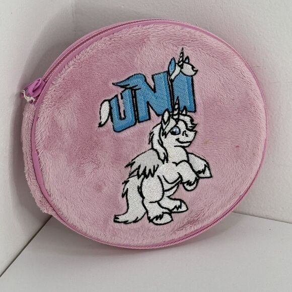 Vintage NEOPETS White Uni Unicorn Plush Pink Cover-8 CD DVD Case Holder w Zipper - Picture 1 of 6